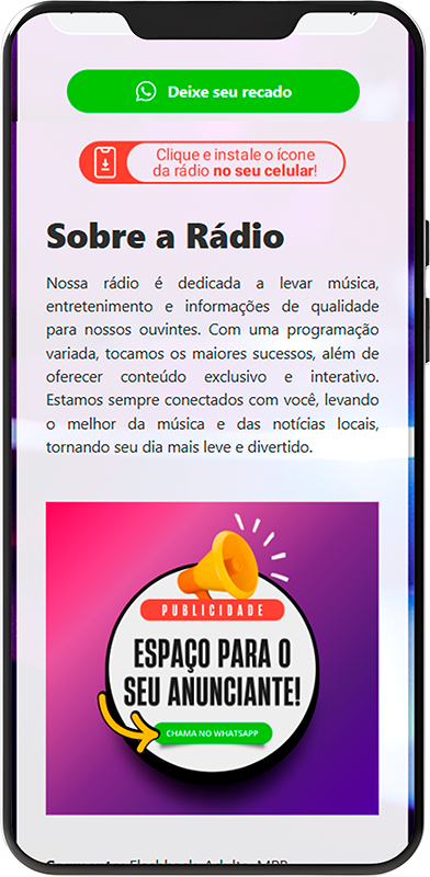 Exemplo do player com publicidade